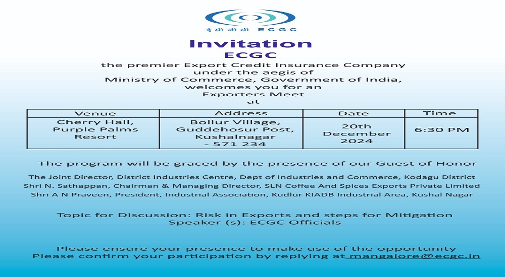 Image for Poster inviting Kushalnagar exporters to a risk mitigation session