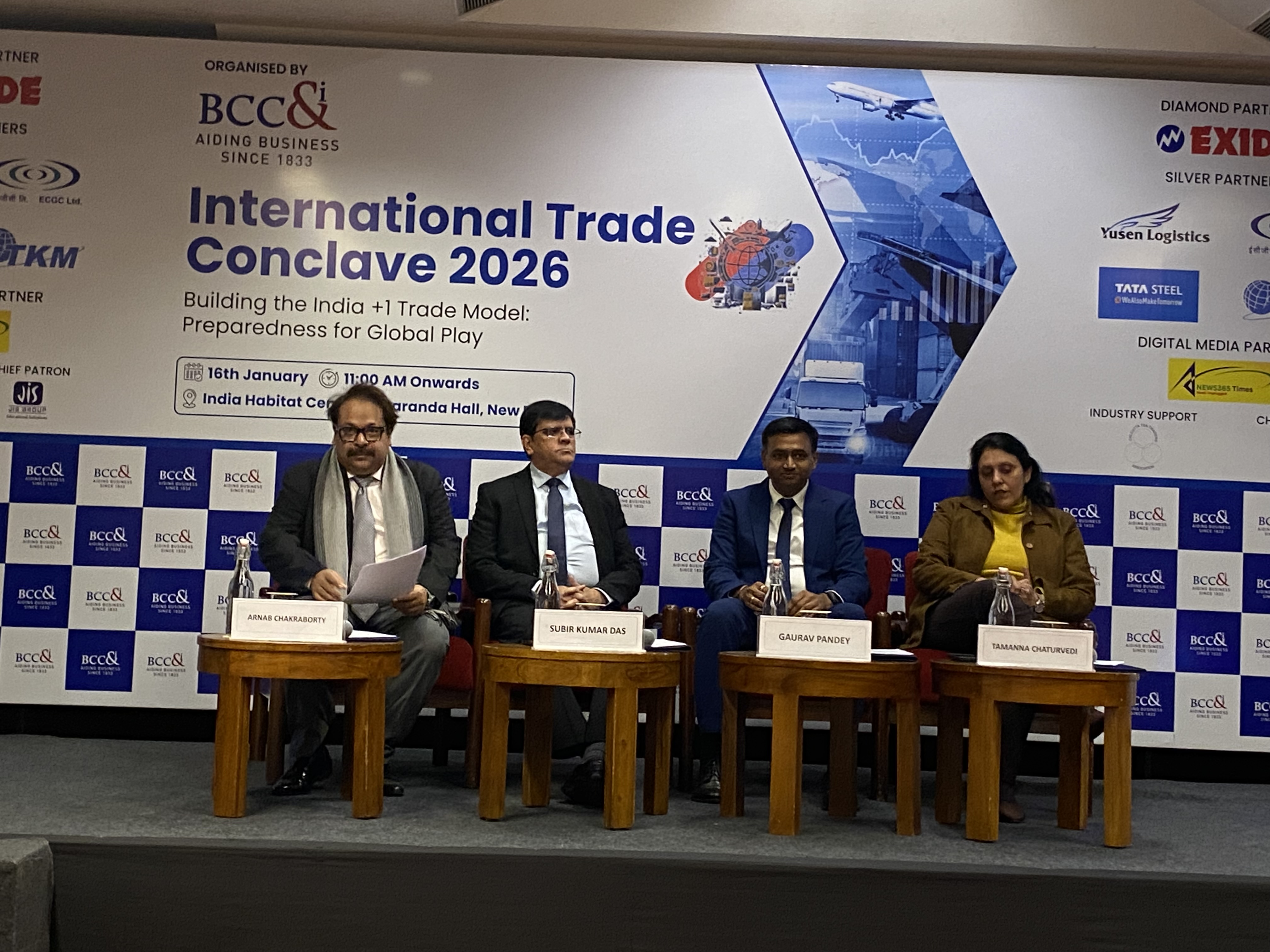 Shri Subir Das, ED, ECGC Ltd. addressing the Industry stakeholders as Guest of Honour at the International Trade Conclave 2026 organized by BCC&I in Delhi